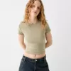 Camiseta de manga corta con cuello redondo Khaki