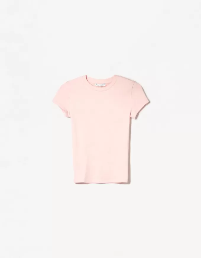 Camiseta de manga corta con cuello redondo Pink Camiseta de manga corta con cuello redondo Pink