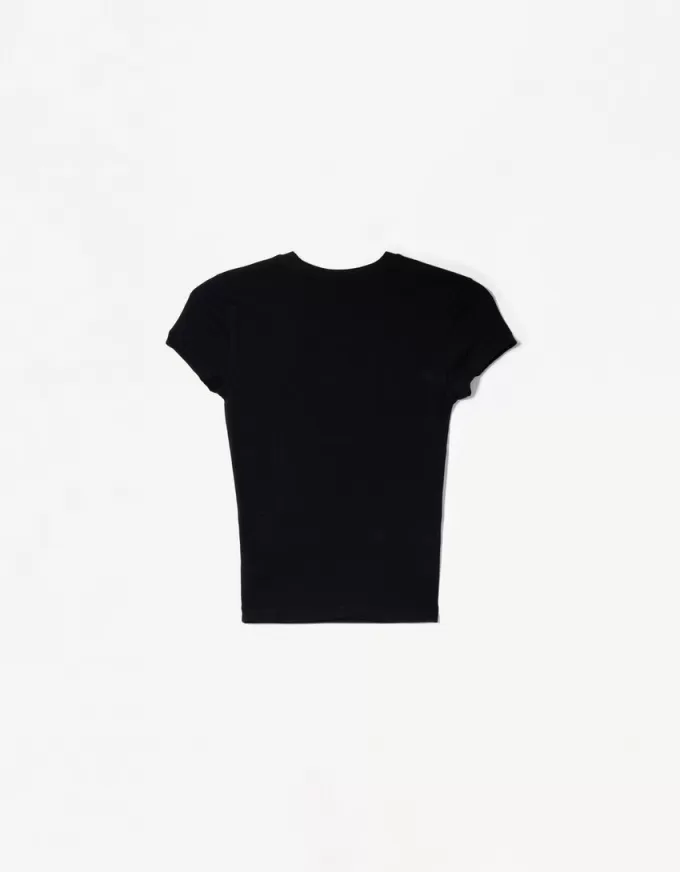 Camiseta de manga corta con cuello redondo Black