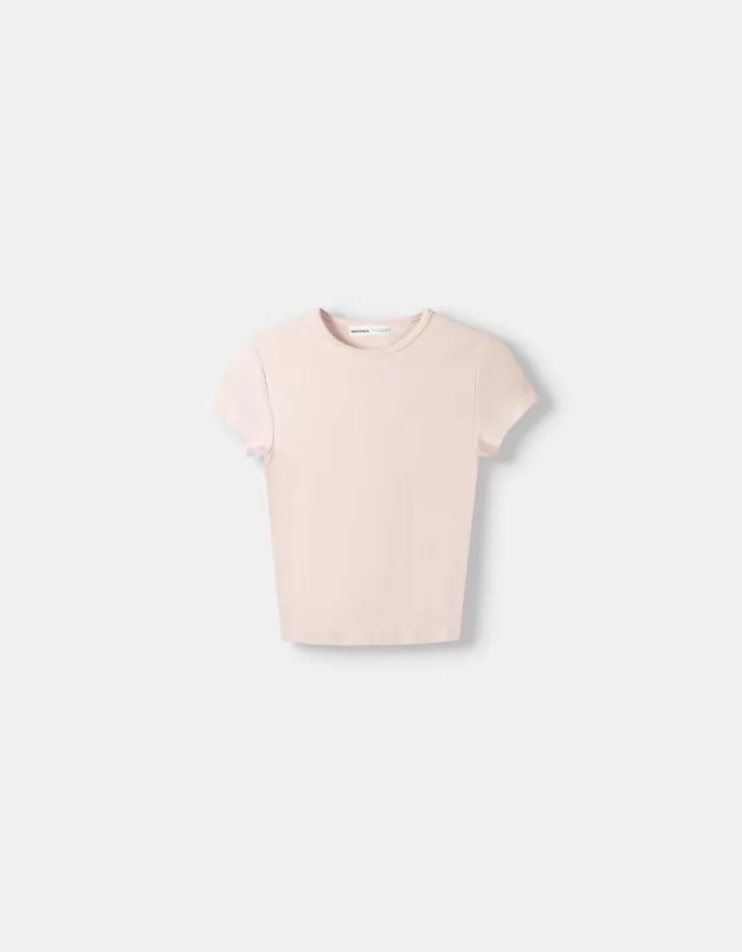 Camiseta de manga corta con cuello redondo Pink Camiseta de manga corta con cuello redondo Pink