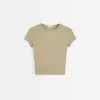 Camiseta de manga corta con cuello redondo Khaki
