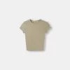 Camiseta de manga corta con cuello redondo Khaki Camiseta de manga corta con cuello redondo Khaki