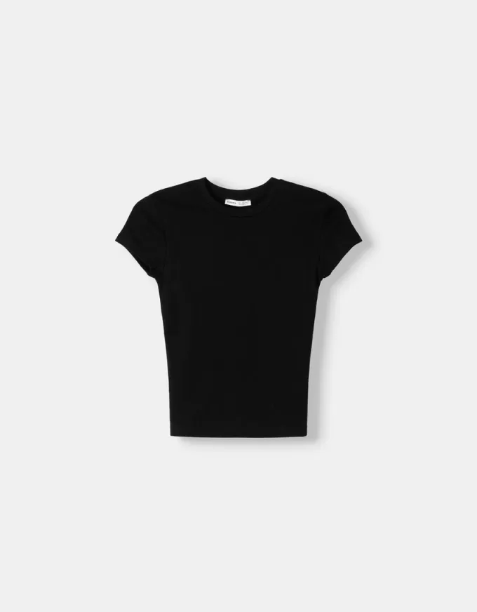 Camiseta de manga corta con cuello redondo Black