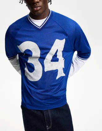 Camiseta de manga corta con estampado deportivo de malla Blue