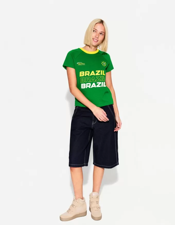 Camiseta de manga corta con estampado en contraste Green