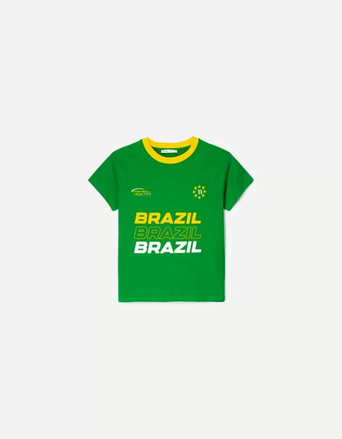 Camiseta de manga corta con estampado en contraste Green