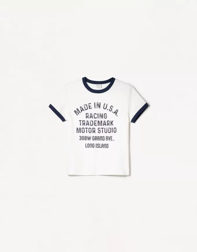 Camiseta de manga corta con estampado en contraste Off white