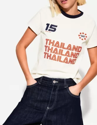 Camiseta de manga corta con estampado en contraste Off white