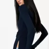 Camiseta de manga larga con detalle fruncido Navy