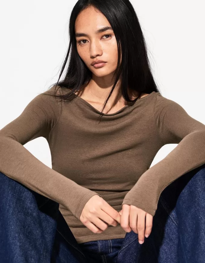 Camiseta de manga larga con detalle fruncido Sand