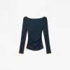 Camiseta de manga larga con detalle fruncido Navy