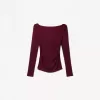 Camiseta de manga larga con detalle fruncido Burgundy
