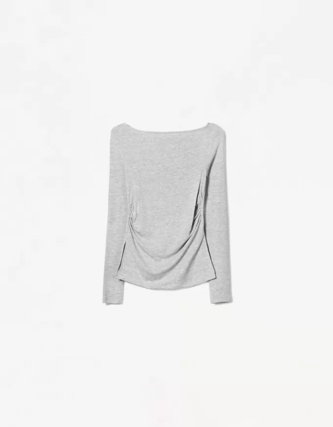 Camiseta de manga larga con detalle fruncido Grey