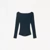 Camiseta de manga larga con detalle fruncido Navy