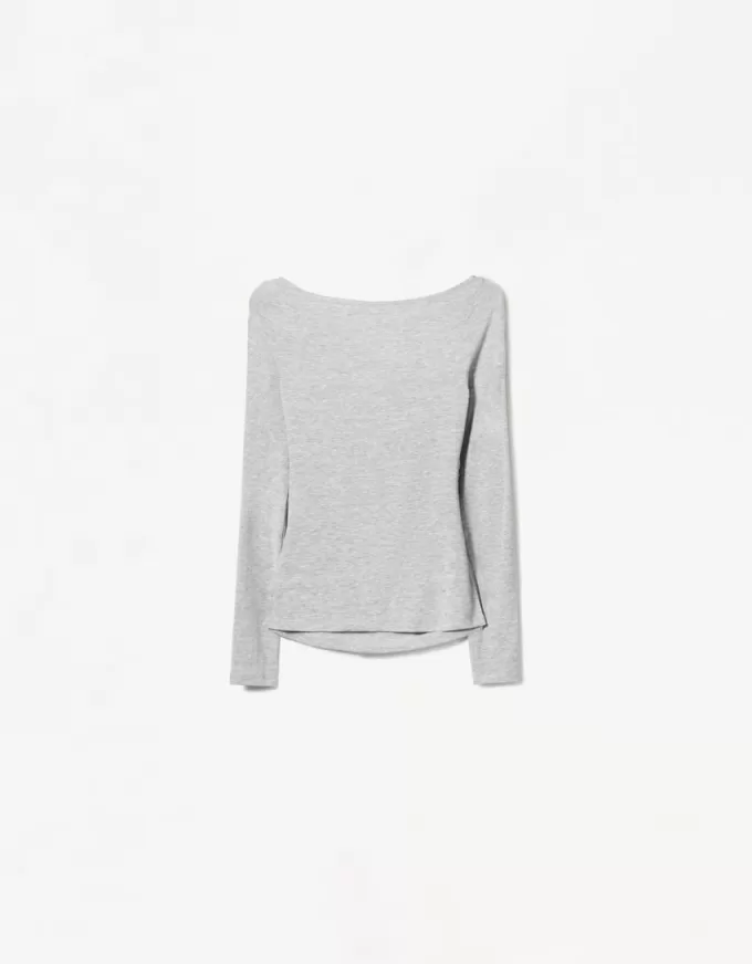 Camiseta de manga larga con detalle fruncido Grey