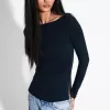 Camiseta de manga larga con detalle fruncido Navy