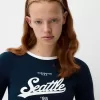Camiseta de manga larga con estampado Navy