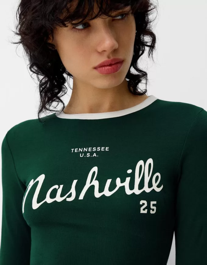 Camiseta de manga larga con estampado Green