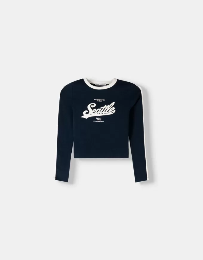 Camiseta de manga larga con estampado Navy