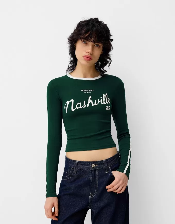 Camiseta de manga larga con estampado Green