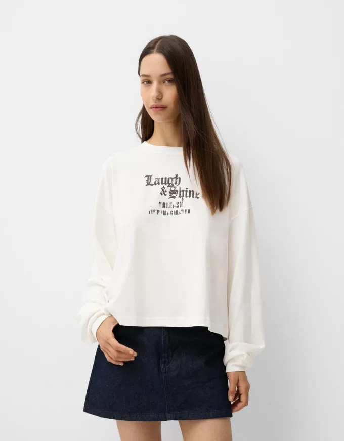 Camiseta de manga larga con estampado Off white
