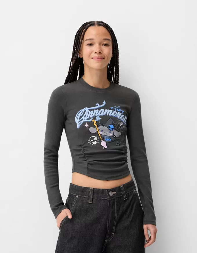 Camiseta de manga larga con estampado Cinnamoroll Grey