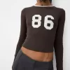 Camiseta de manga larga con estampado y ribete Brown