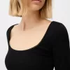 Camiseta de manga larga con laterales fruncidos Black