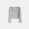 Camiseta de manga larga con laterales fruncidos Grey