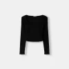 Camiseta de manga larga con laterales fruncidos Black