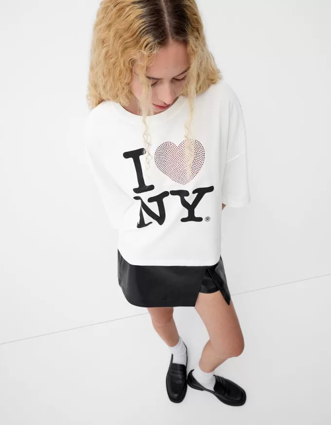 Camiseta de manga media I Love New York White