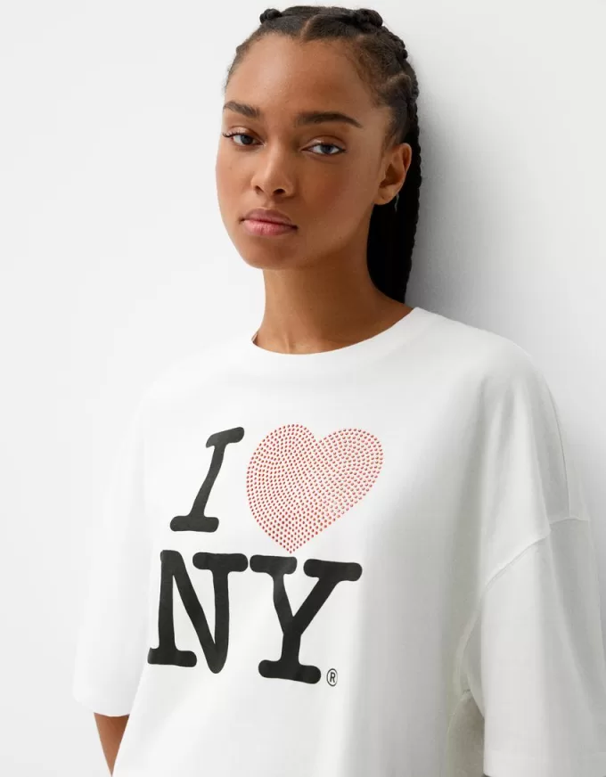 Camiseta de manga media I Love New York White