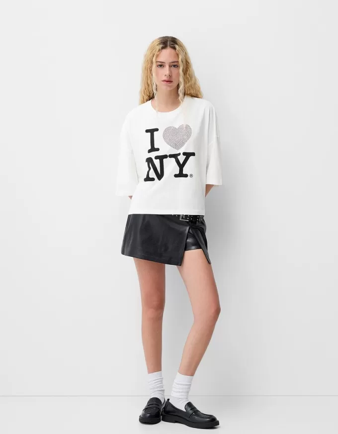 Camiseta de manga media I Love New York White