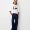 Camiseta de manga media I Love New York White