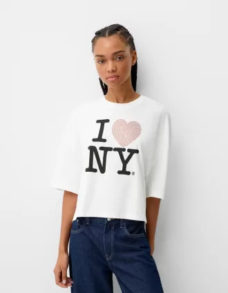 Camiseta de manga media I Love New York White