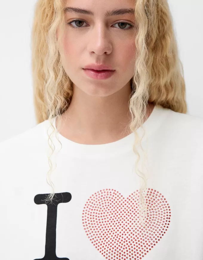 Camiseta de manga media I Love New York White