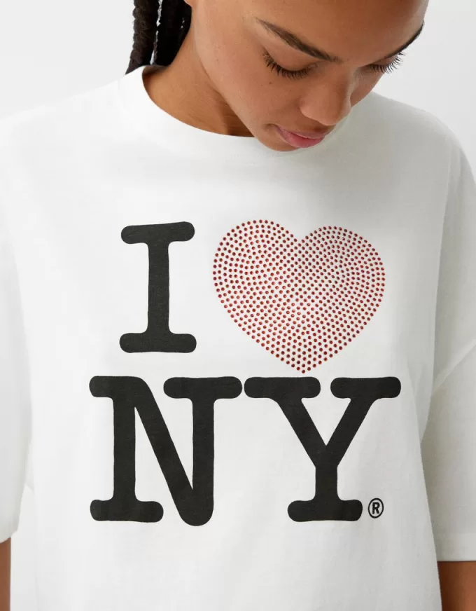 Camiseta de manga media I Love New York White