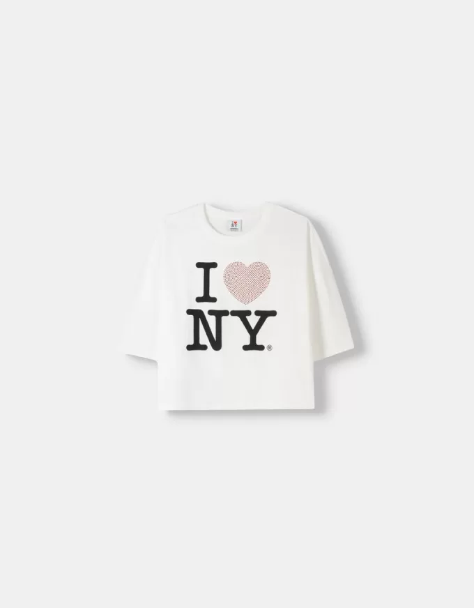 Camiseta de manga media I Love New York White