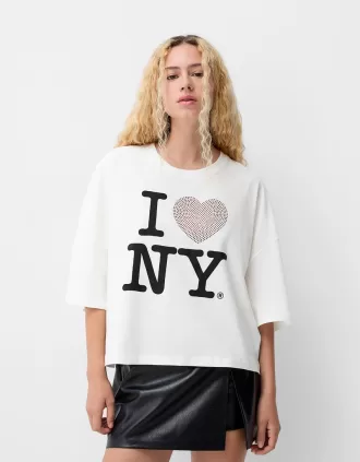 Camiseta de manga media I Love New York White