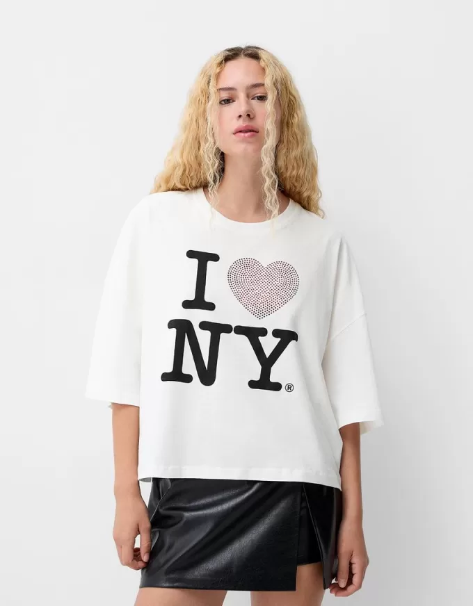 Camiseta de manga media I Love New York White