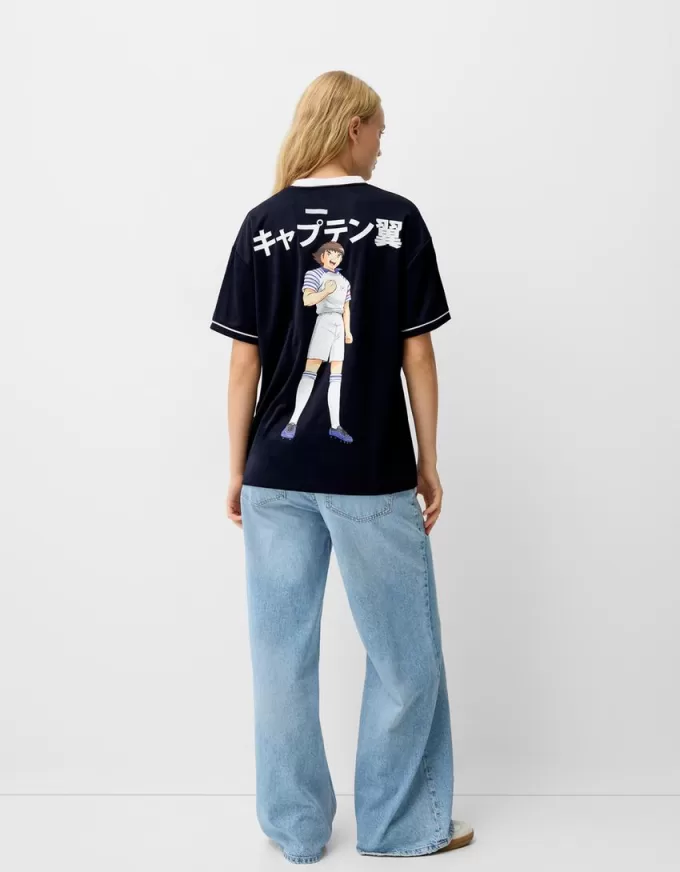 Camiseta deportiva Captain Tsubasa de manga corta Navy