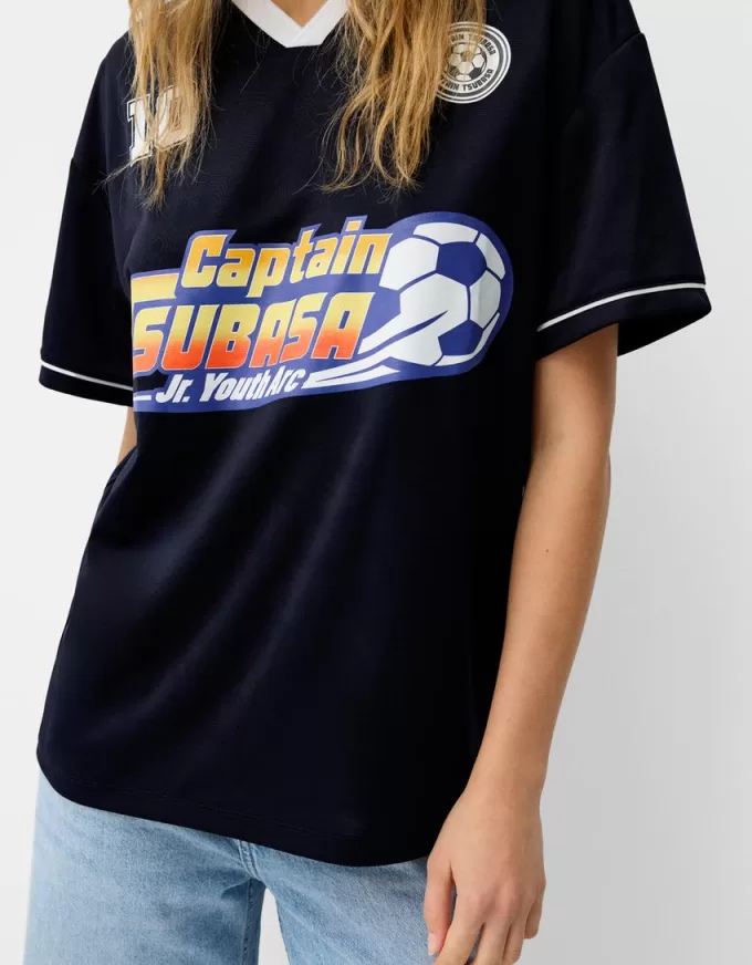 Camiseta deportiva Captain Tsubasa de manga corta Navy