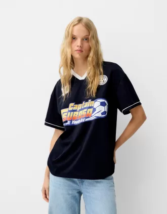 Camiseta deportiva Captain Tsubasa de manga corta Navy
