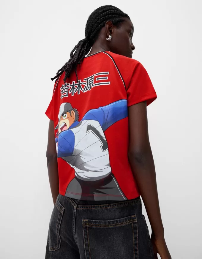Camiseta deportiva Captain Tsubasa de manga corta Red