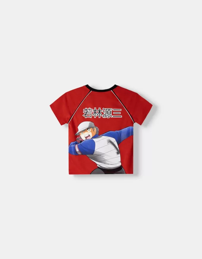 Camiseta deportiva Captain Tsubasa de manga corta Red