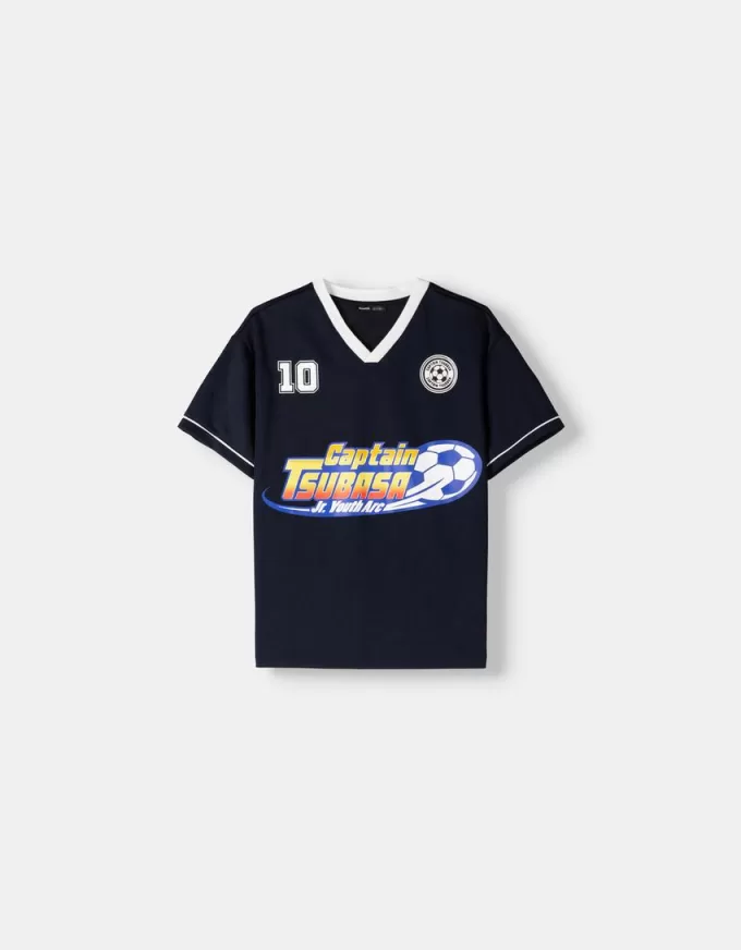 Camiseta deportiva Captain Tsubasa de manga corta Navy