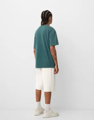 Camiseta efecto desgastado de manga corta con estampado Green