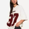 Camiseta estampada con cuello en V y manga corta Off white