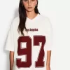 Camiseta estampada con cuello en V y manga corta Off white