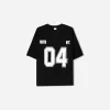 Camiseta estampada con cuello en V y manga corta Black